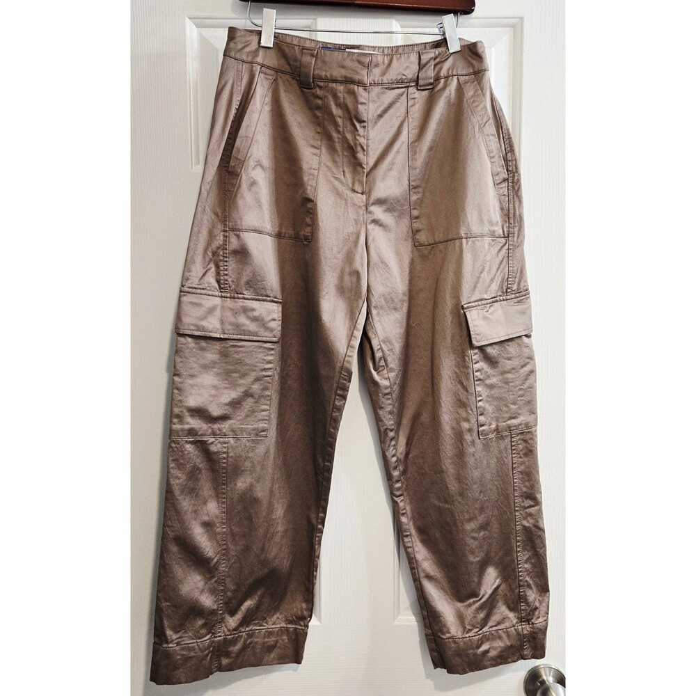 Old Navy Satin Cargo Pants 6 Petite Mauvelous Dahling Barrel Wide Leg Rose Gold